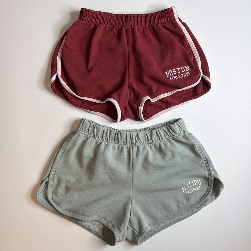 John Galt Brandy Melville Sweat Shorts Bundle Gym Malibu Boston OS Green Red